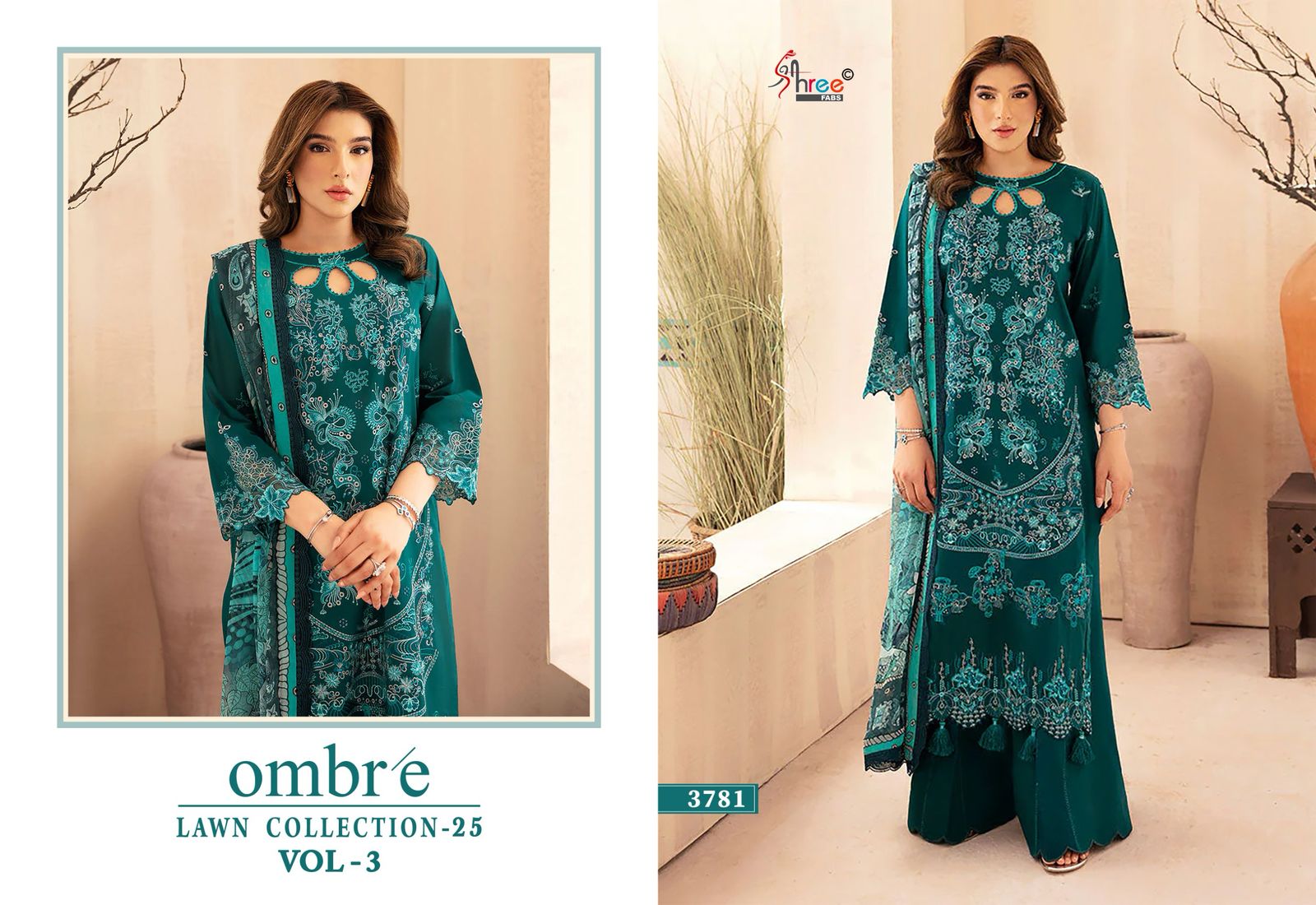 Ombre Lawn Collection 2025 Vol-3 Shree Fabs Pure Cotton Pakistani Salwar Suits Manufacturer Gujarat