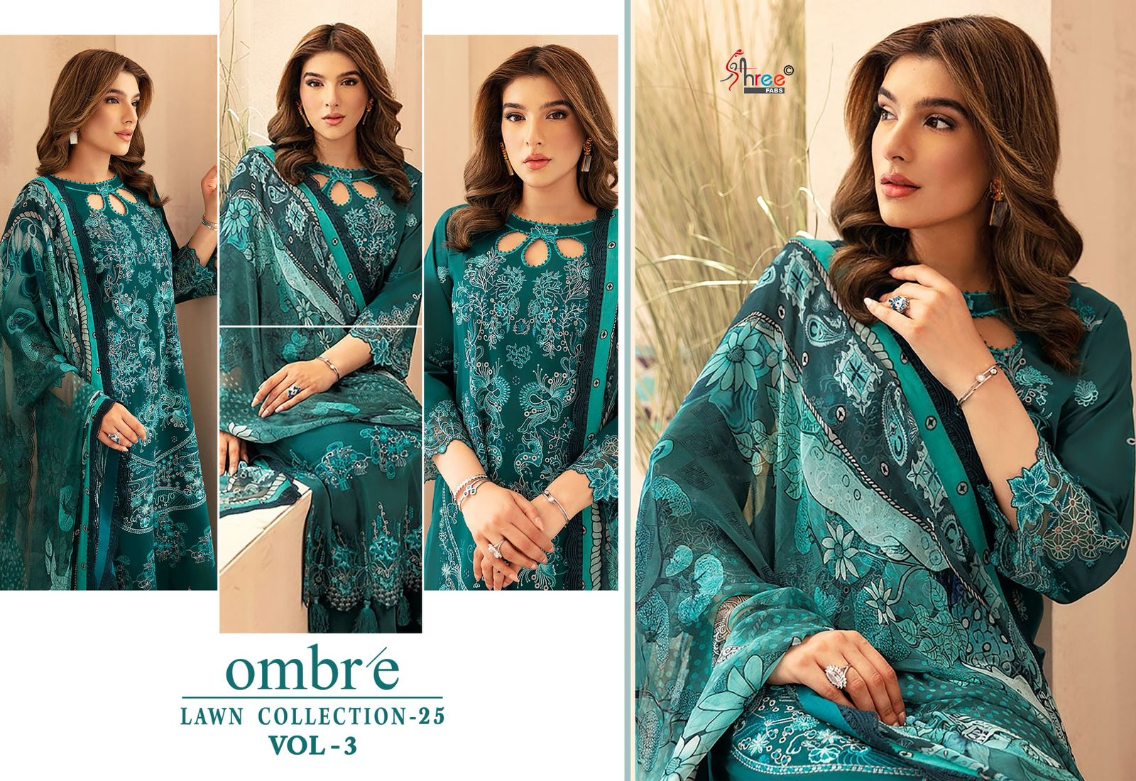 Ombre Lawn Collection 2025 Vol-3 Shree Fabs Pure Cotton Pakistani Salwar Suits Manufacturer Gujarat