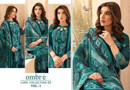 Ombre Lawn Collection 2025 Vol-3 Shree Fabs Pure Cotton Pakistani Salwar Suits Manufacturer Gujarat
