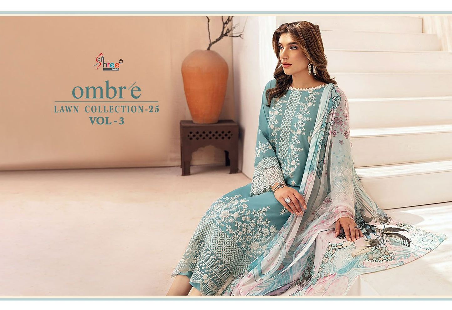 Ombre Lawn Collection 2025 Vol-3 Shree Fabs Pure Cotton Pakistani Salwar Suits Manufacturer Gujarat