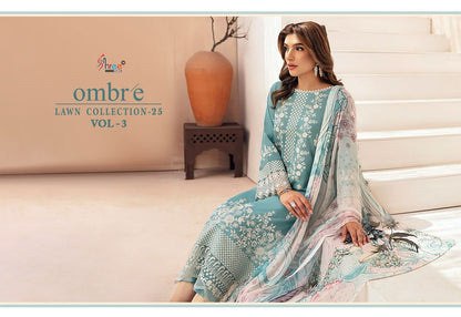 Ombre Lawn Collection 2025 Vol-3 Shree Fabs Pure Cotton Pakistani Salwar Suits Manufacturer Gujarat