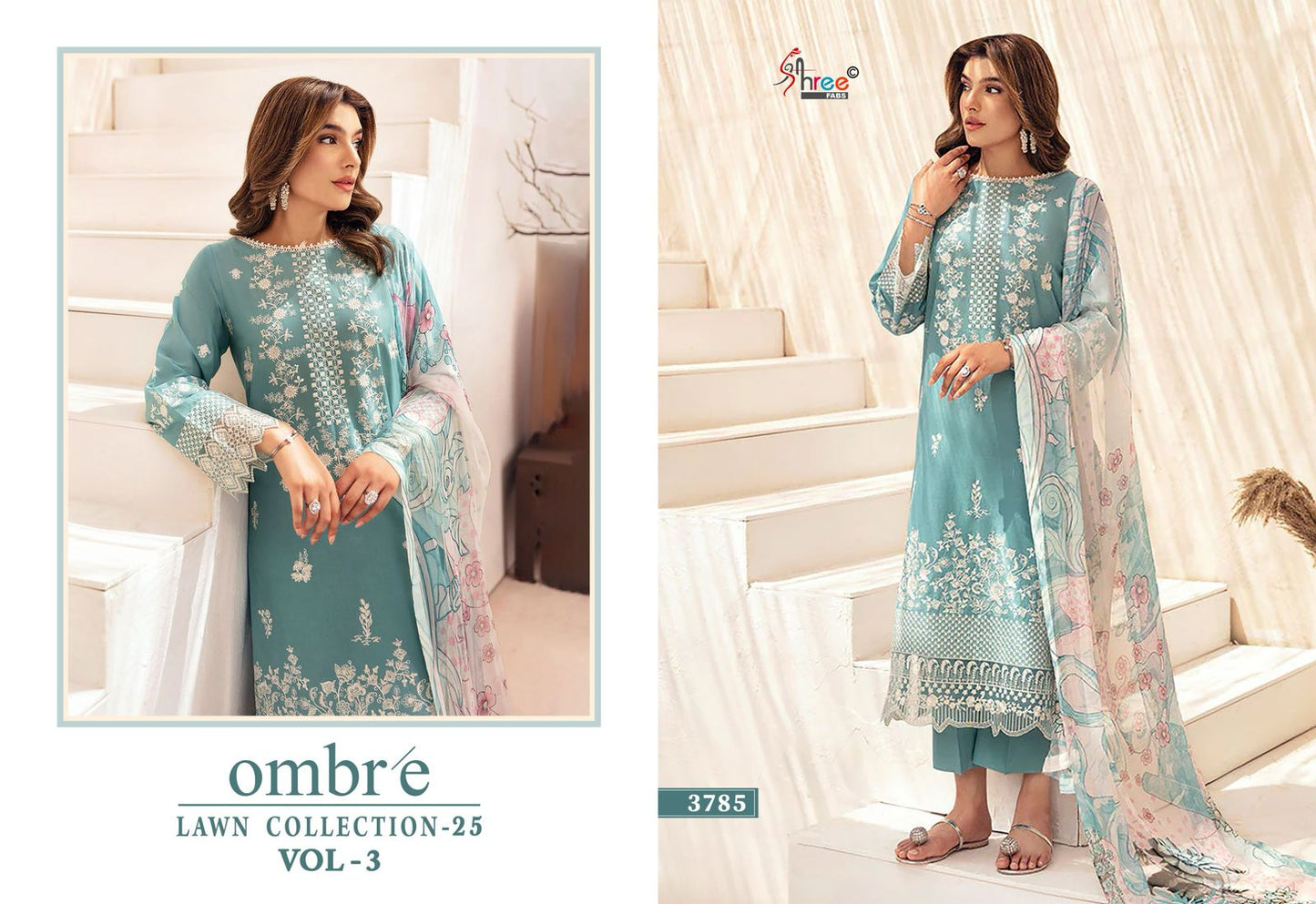 Ombre Lawn Collection 2025 Vol-3 Shree Fabs Pure Cotton Pakistani Salwar Suits Manufacturer Gujarat
