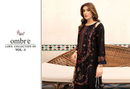 Ombre Lawn Collection 2025 Vol-3 Shree Fabs Pure Cotton Pakistani Salwar Suits Manufacturer Gujarat