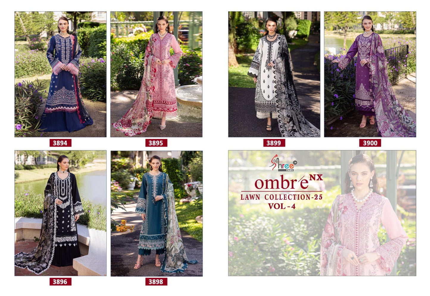 Ombre Lawn Collection 25 Vol-4 Nx Shree Fabs Cotton Pakistani Salwar Suits Wholesale Price