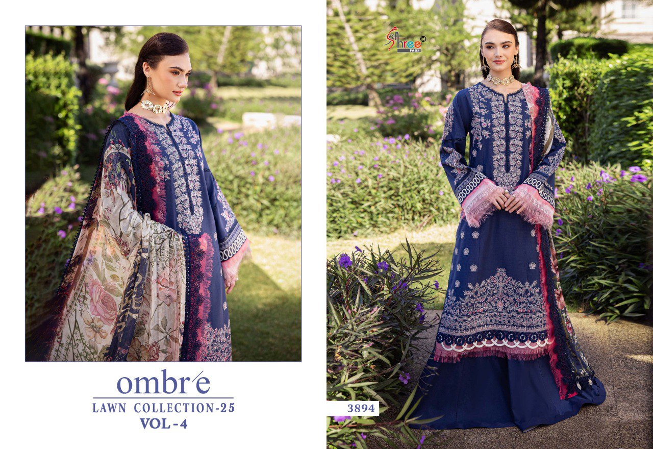 Ombre Lawn Collection 25 Vol-4 Nx Shree Fabs Cotton Pakistani Salwar Suits Wholesale Price