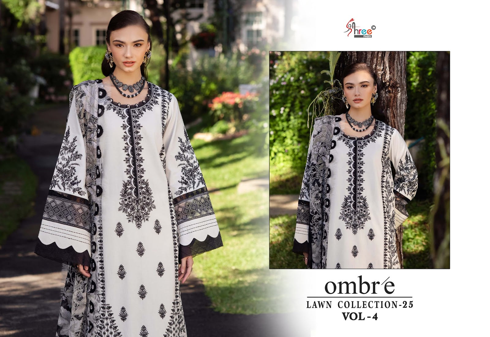Ombre Lawn Collection 25 Vol-4 Shree Fabs Cotton Pakistani Salwar Suits Exporter Ahmedabad