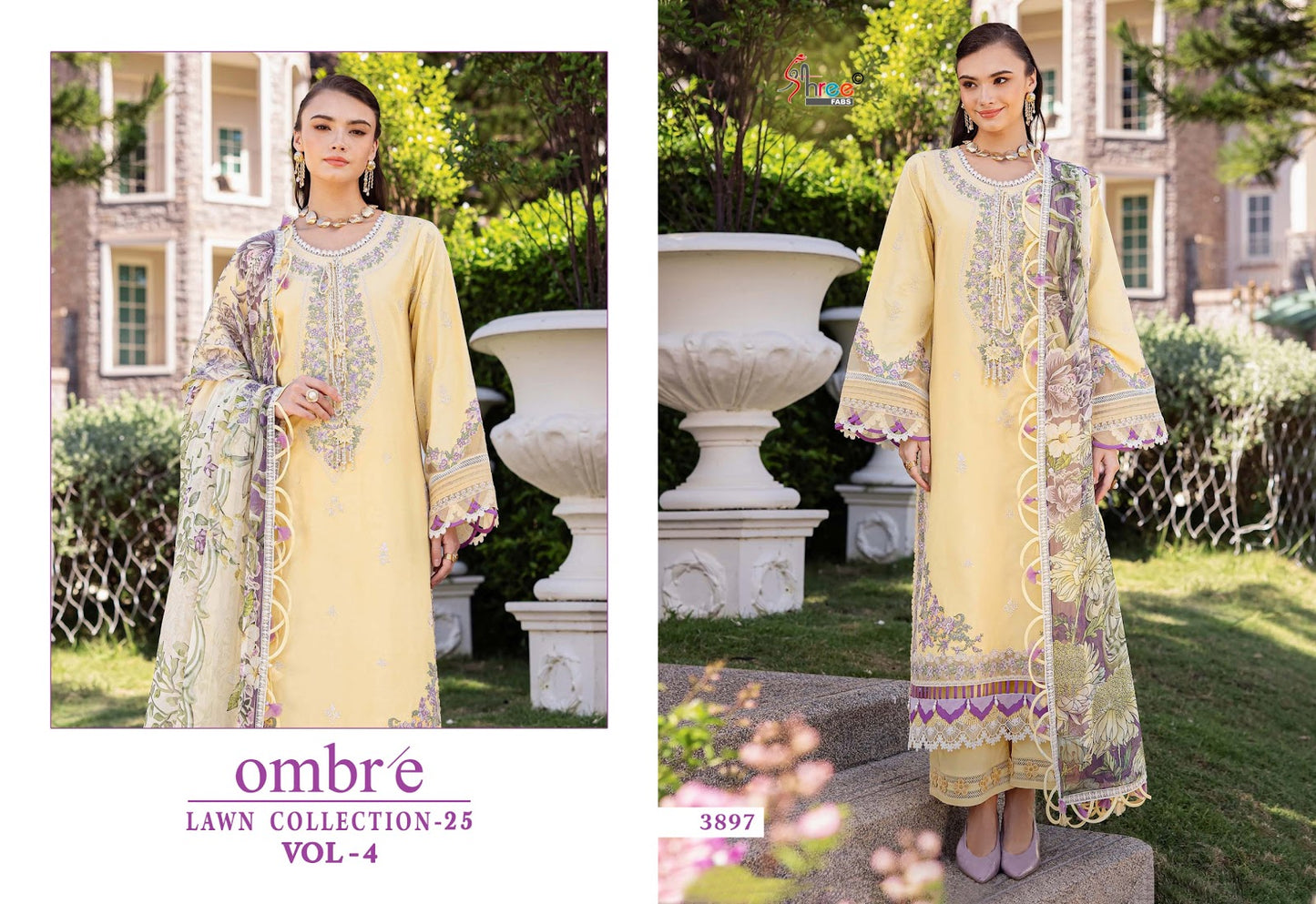 Ombre Lawn Collection 25 Vol-4 Shree Fabs Cotton Pakistani Salwar Suits Exporter Ahmedabad