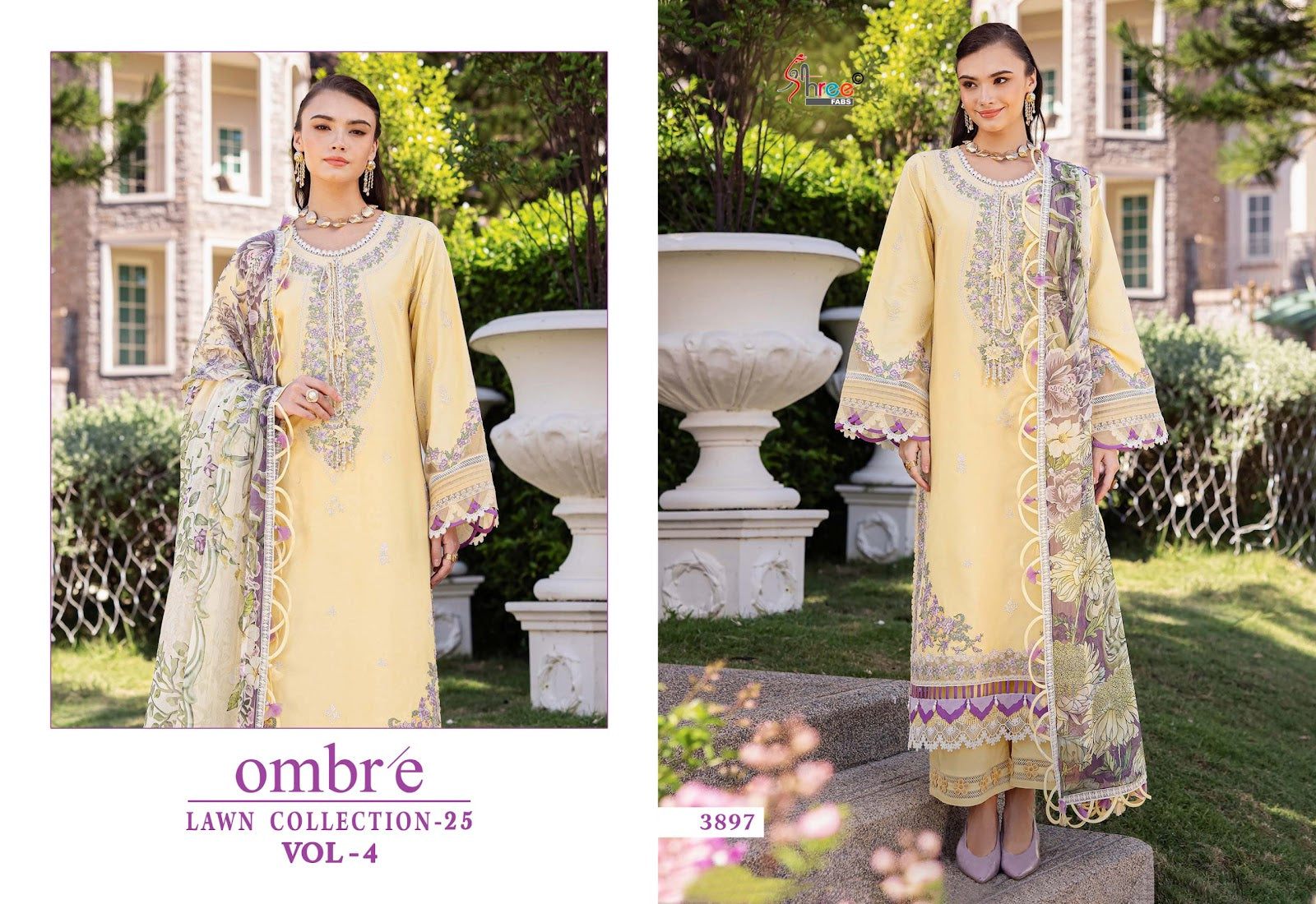 Ombre Lawn Collection 25 Vol-4 Shree Fabs Cotton Pakistani Salwar Suits Exporter Ahmedabad