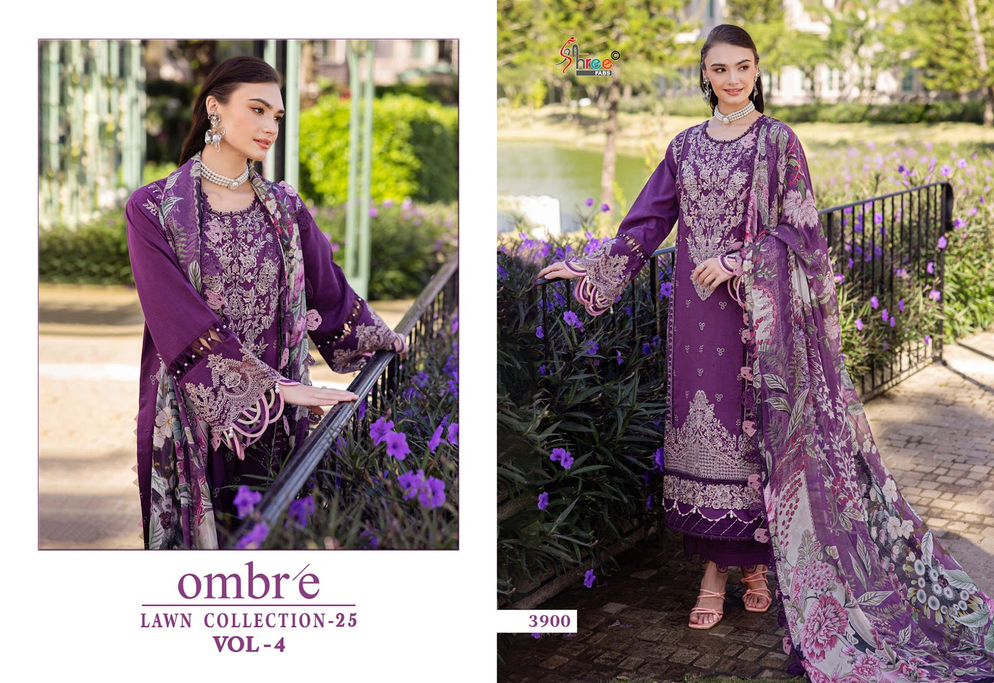 Ombre Lawn Collection 25 Vol-4 Shree Fabs Cotton Pakistani Salwar Suits Exporter Ahmedabad