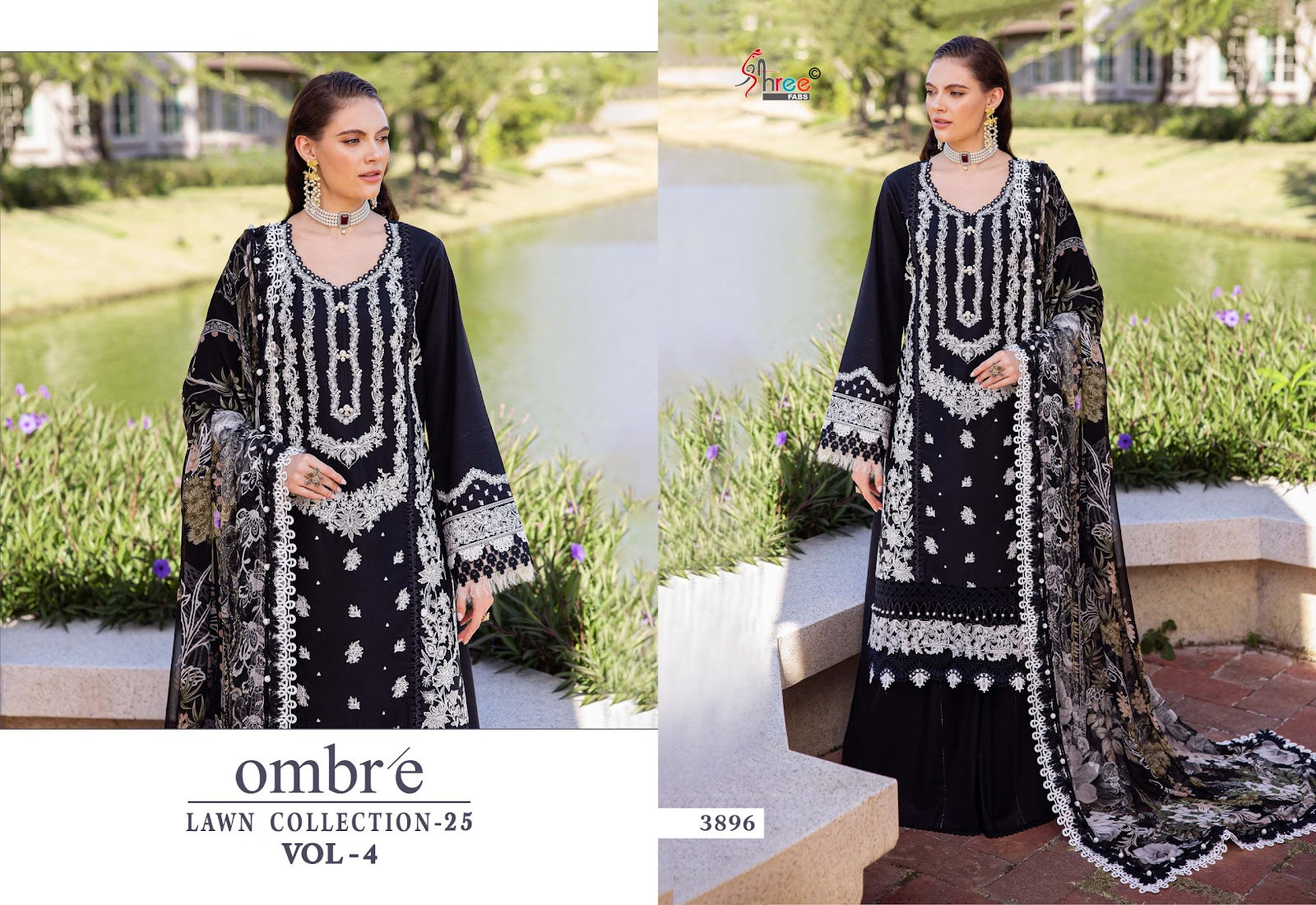 Ombre Lawn Collection 25 Vol-4 Shree Fabs Cotton Pakistani Salwar Suits Exporter Ahmedabad