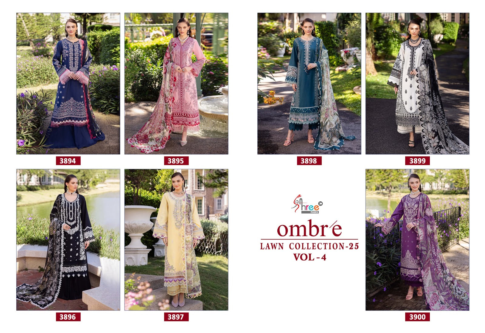 Ombre Lawn Collection 25 Vol-4 Shree Fabs Cotton Pakistani Salwar Suits Exporter Ahmedabad