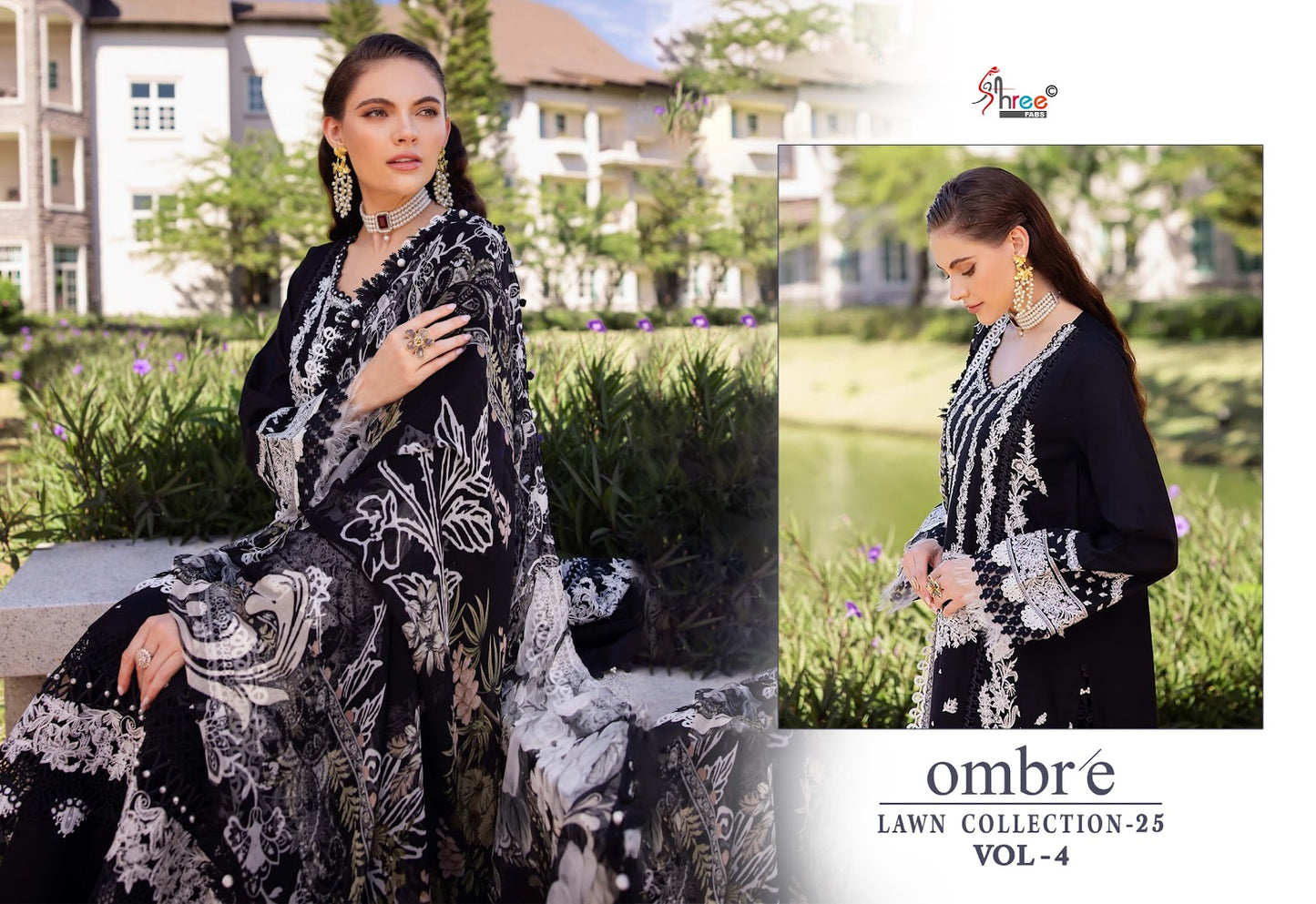 Ombre Lawn Collection 25 Vol-4 Shree Fabs Cotton Pakistani Salwar Suits Exporter Ahmedabad