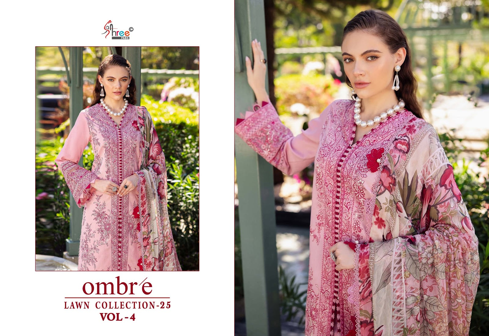 Ombre Lawn Collection 25 Vol-4 Shree Fabs Cotton Pakistani Salwar Suits Exporter Ahmedabad