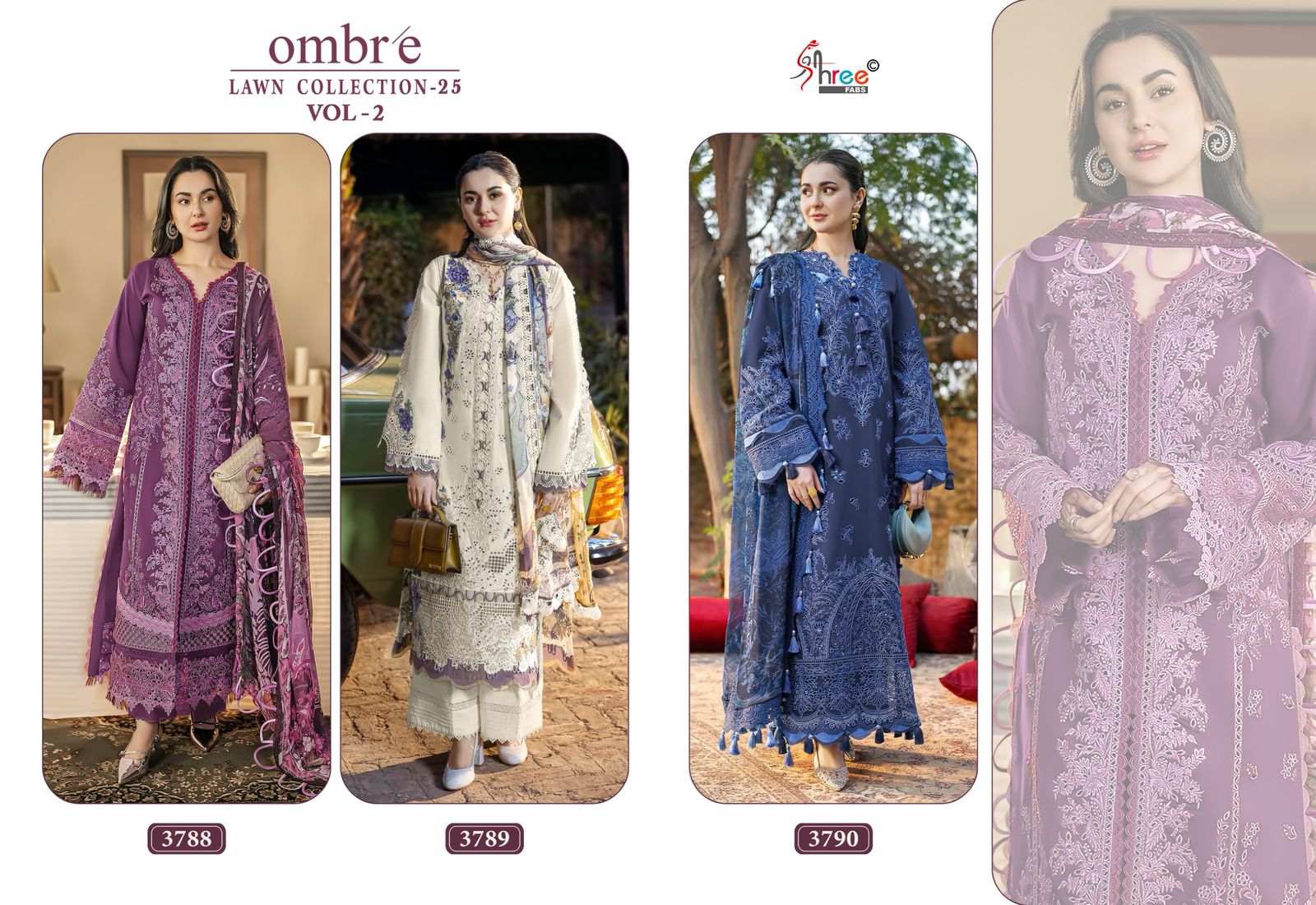 Ombre Lawn Collection 25 Vol 2 Shree Fabs Cotton Pakistani Salwar Suits Wholesaler
