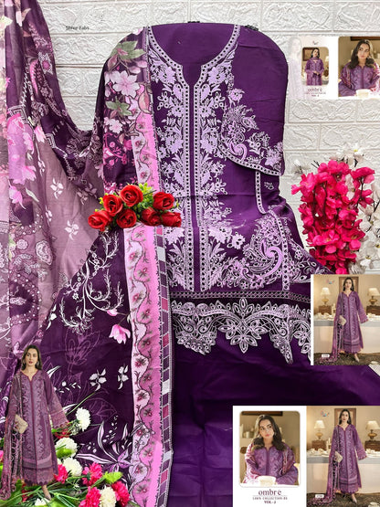 Ombre Lawn Collection 25 Vol 2 Shree Fabs Cotton Pakistani Salwar Suits Wholesaler