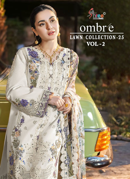 Ombre Lawn Collection 25 Vol 2 Shree Fabs Cotton Pakistani Salwar Suits Wholesaler