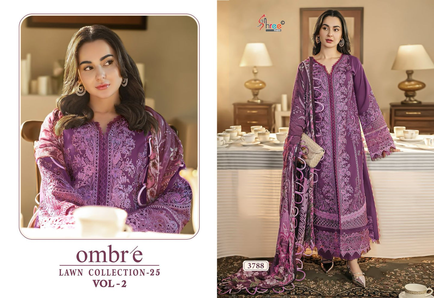Ombre Lawn Collection 25 Vol 2 Shree Fabs Cotton Pakistani Salwar Suits Wholesaler