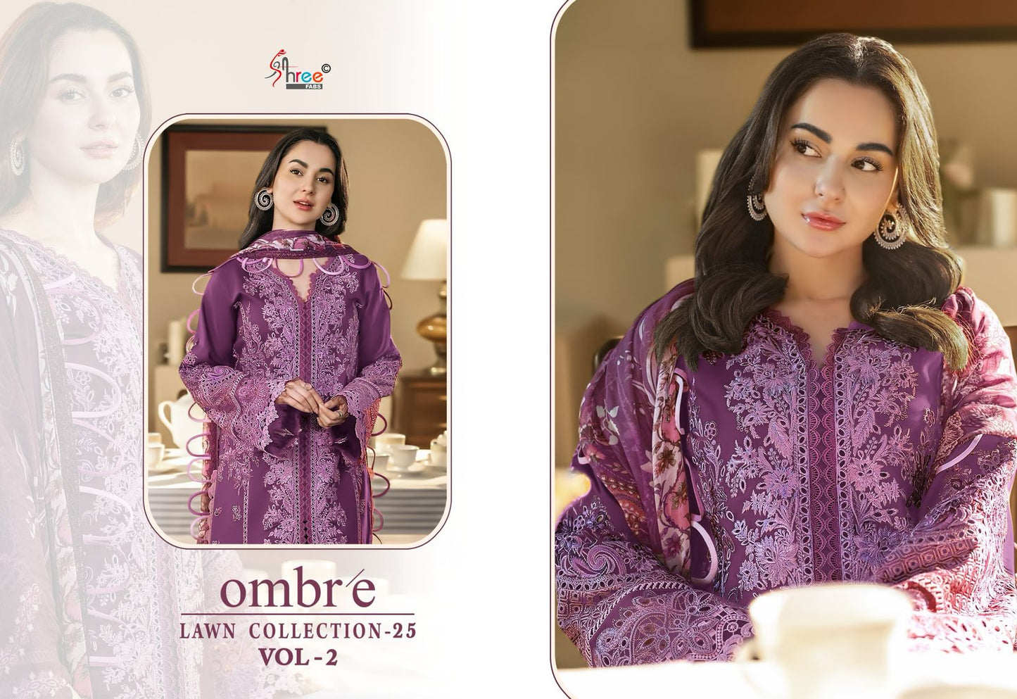 Ombre Lawn Collection 25 Vol 2 Shree Fabs Cotton Pakistani Salwar Suits Wholesaler
