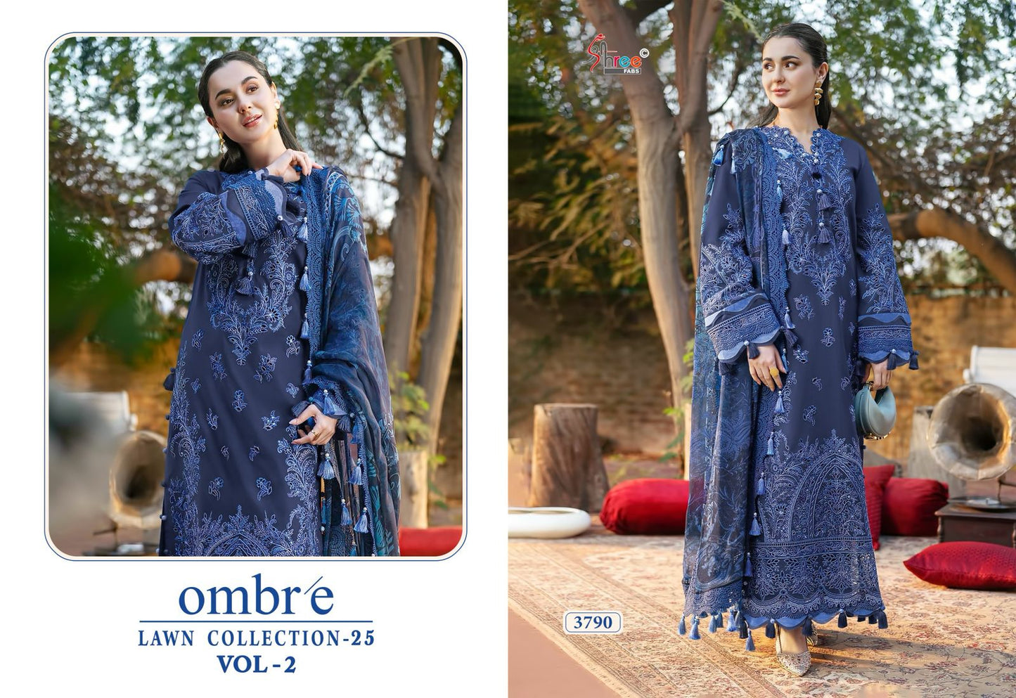 Ombre Lawn Collection 25 Vol 2 Shree Fabs Cotton Pakistani Salwar Suits Wholesaler