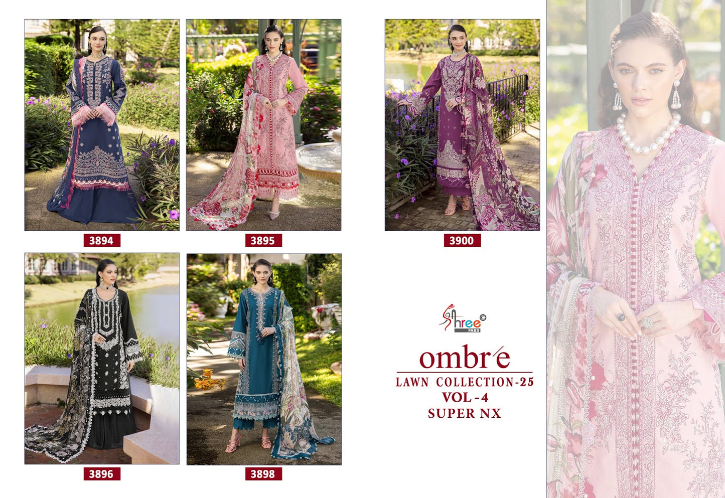 Ombre Lawn Collection 25 Vol 4 Super Nx Shree Fabs Cotton Pakistani Salwar Suits Wholesale Price