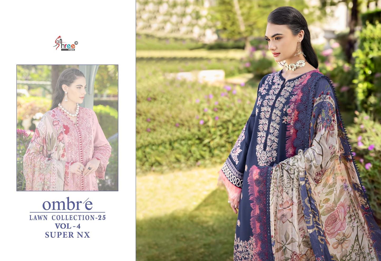 Ombre Lawn Collection 25 Vol 4 Super Nx Shree Fabs Cotton Pakistani Salwar Suits Wholesale Price