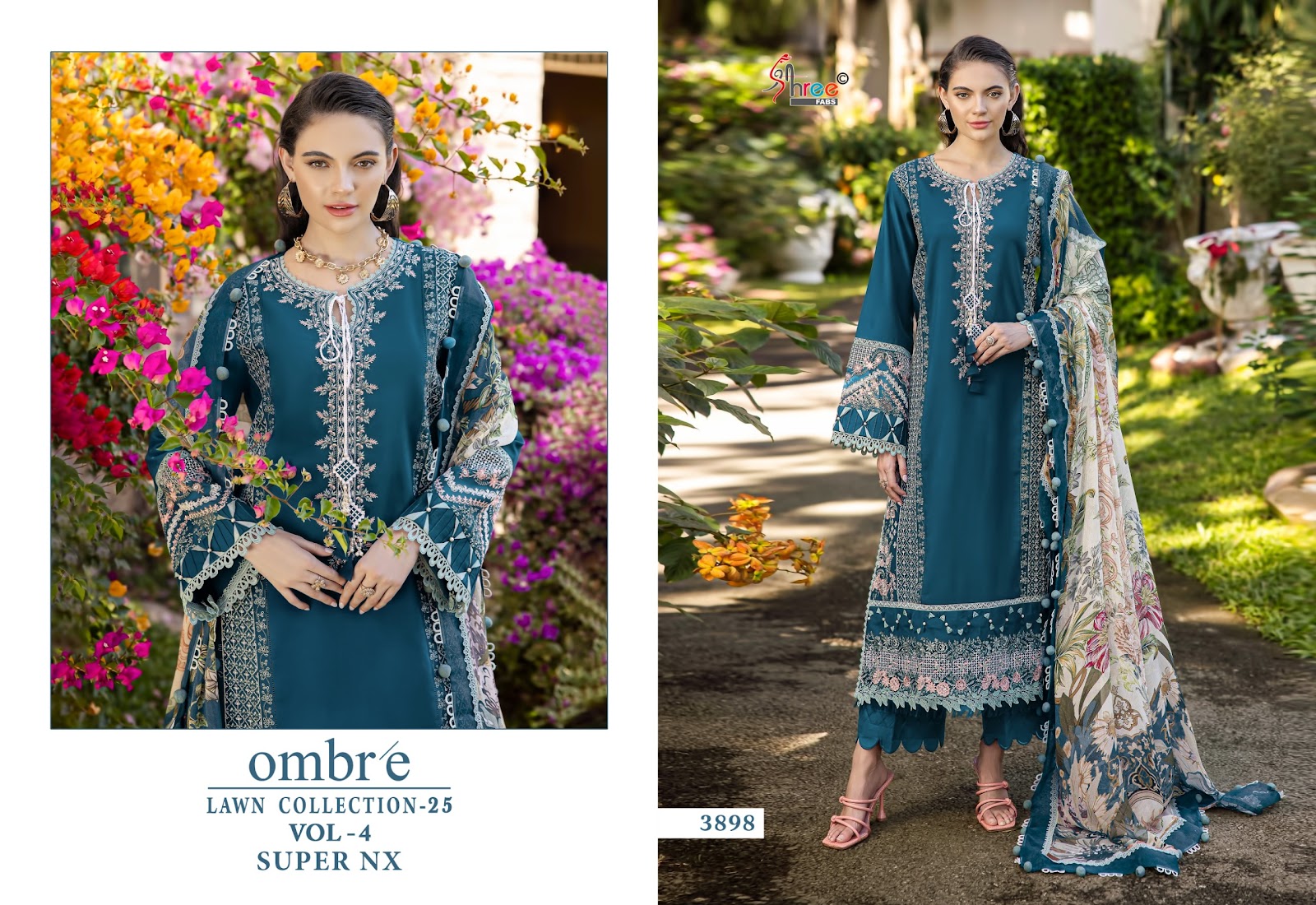 Ombre Lawn Collection 25 Vol 4 Super Nx Shree Fabs Cotton Pakistani Salwar Suits Wholesale Price