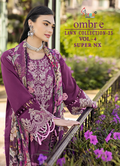 Ombre Lawn Collection 25 Vol 4 Super Nx Shree Fabs Cotton Pakistani Salwar Suits Wholesale Price
