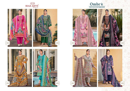 Ombre Lawn Collection Embroidery Riaz Art Cambric Karachi Salwar Suits Supplier Ahmedabad