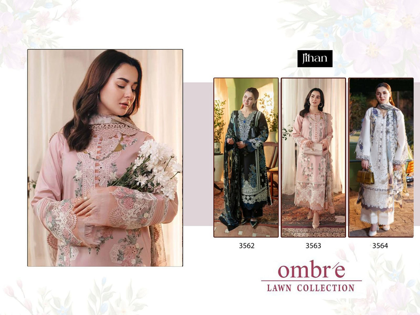 Ombre Lawn Collection Jihan Cotton Pakistani Patch Work Suits Exporter India