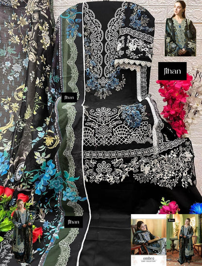 Ombre Lawn Collection Jihan Cotton Pakistani Patch Work Suits Exporter India