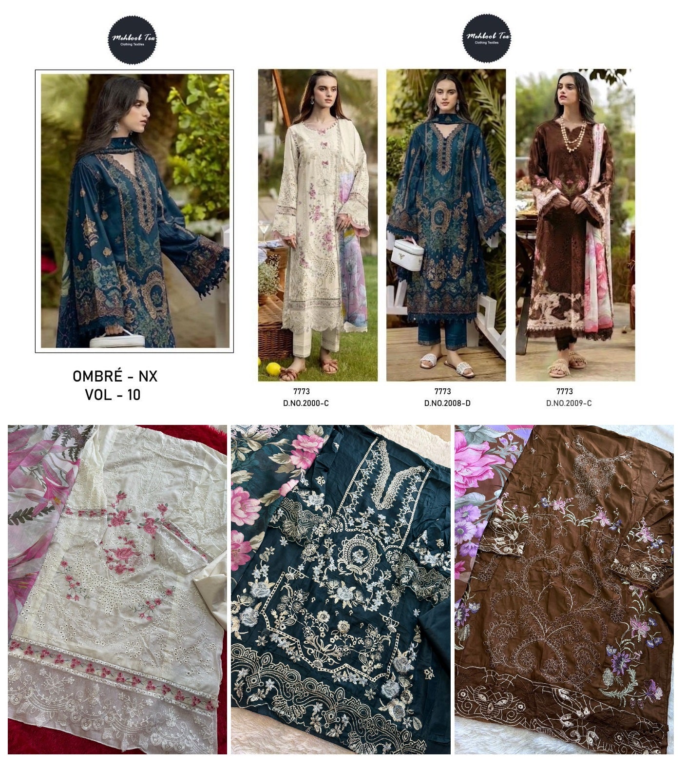Ombre Nx Vol 10 Mehboob Tex Cambric Cotton Karachi Salwar Suits Manufacturer Ahmedabad