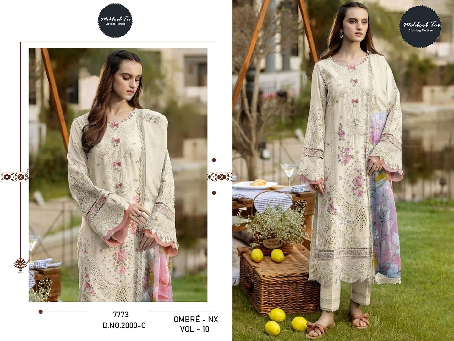 Ombre Nx Vol 10 Mehboob Tex Cambric Cotton Karachi Salwar Suits Manufacturer Ahmedabad