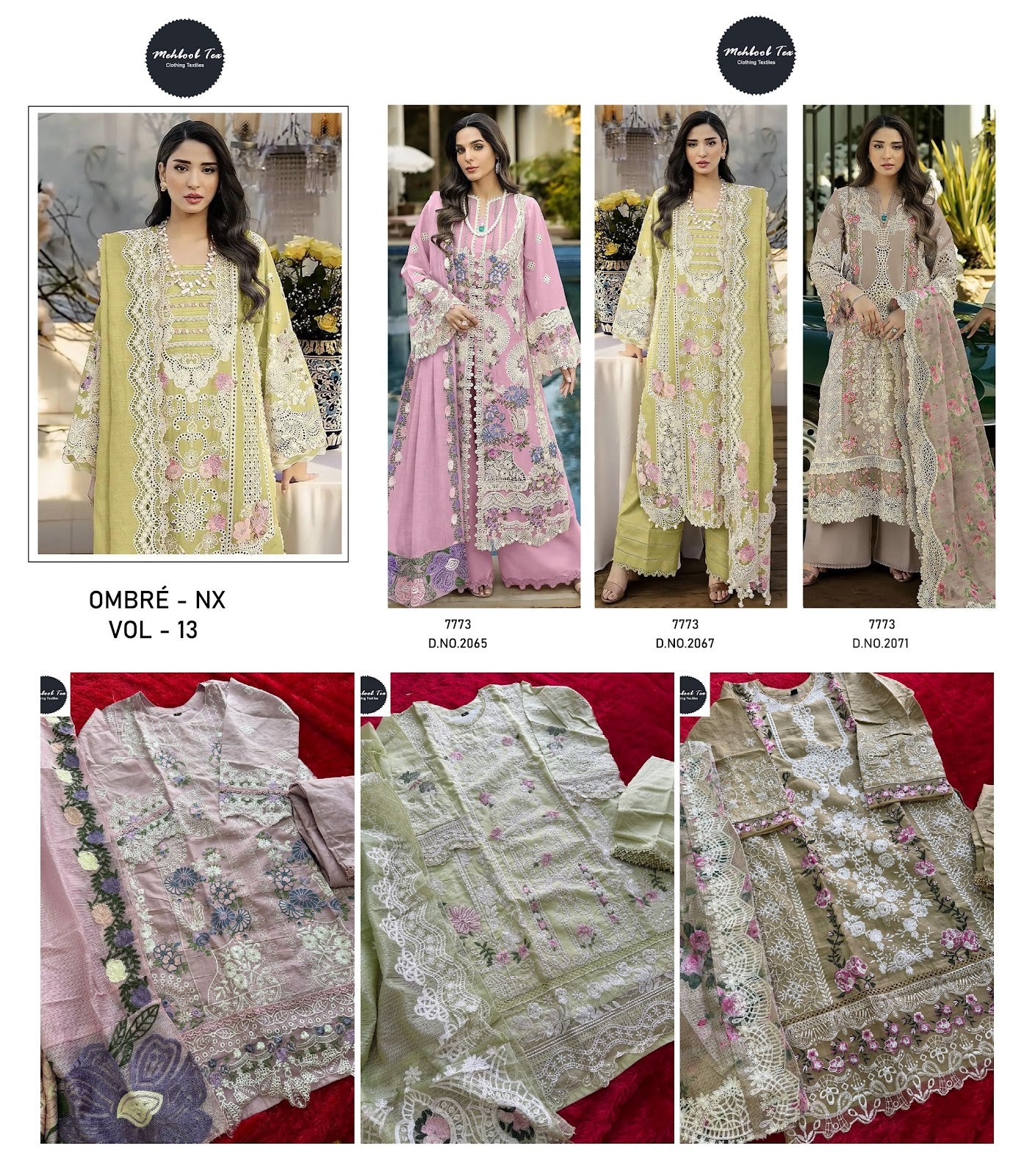 Ombre Nx Vol 13 Mehboob Tex Cambric Cotton Pakistani Salwar Suits Wholesale Rate