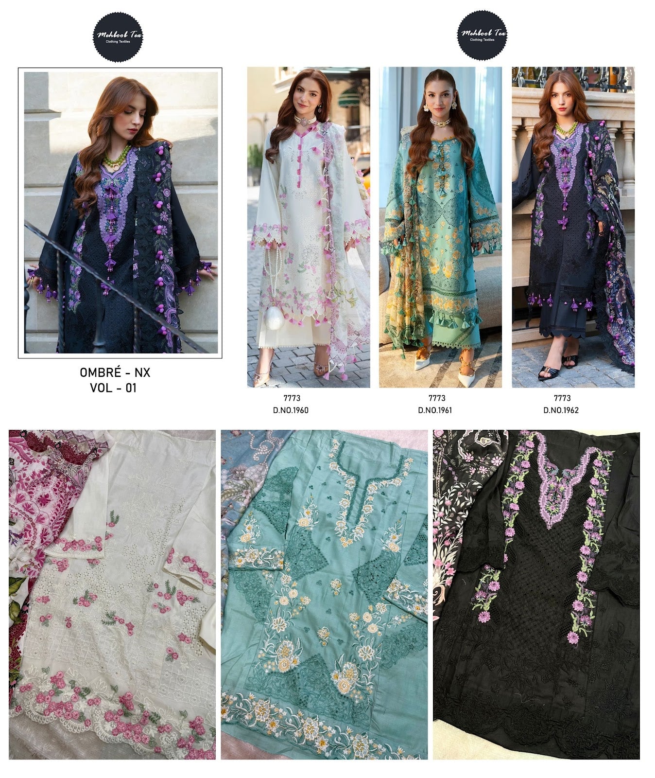Ombre Nx Vol 1 Mehboob Tex Pure Cotton Pakistani Salwar Suits Supplier India