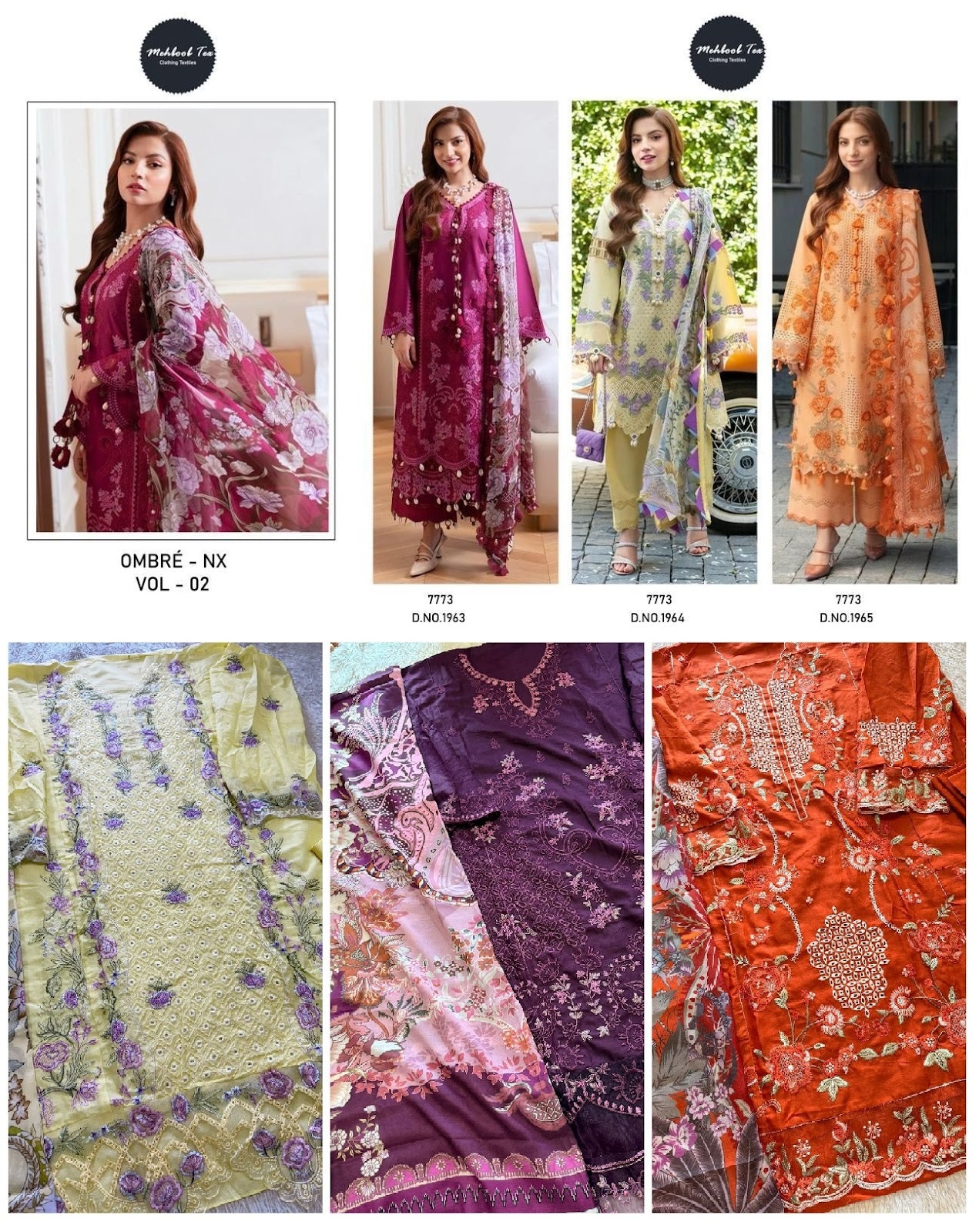 Ombre Nx Vol 2 Mehboob Tex Cotton Karachi Salwar Suits Supplier
