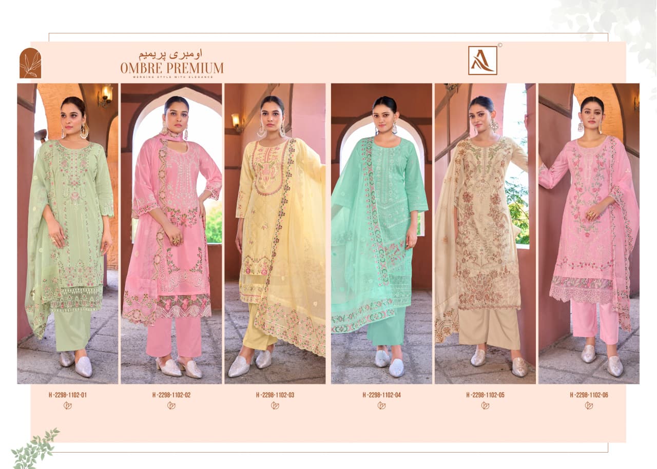Ombre Premium Alok Cambric Cotton Karachi Salwar Suits Wholesaler India