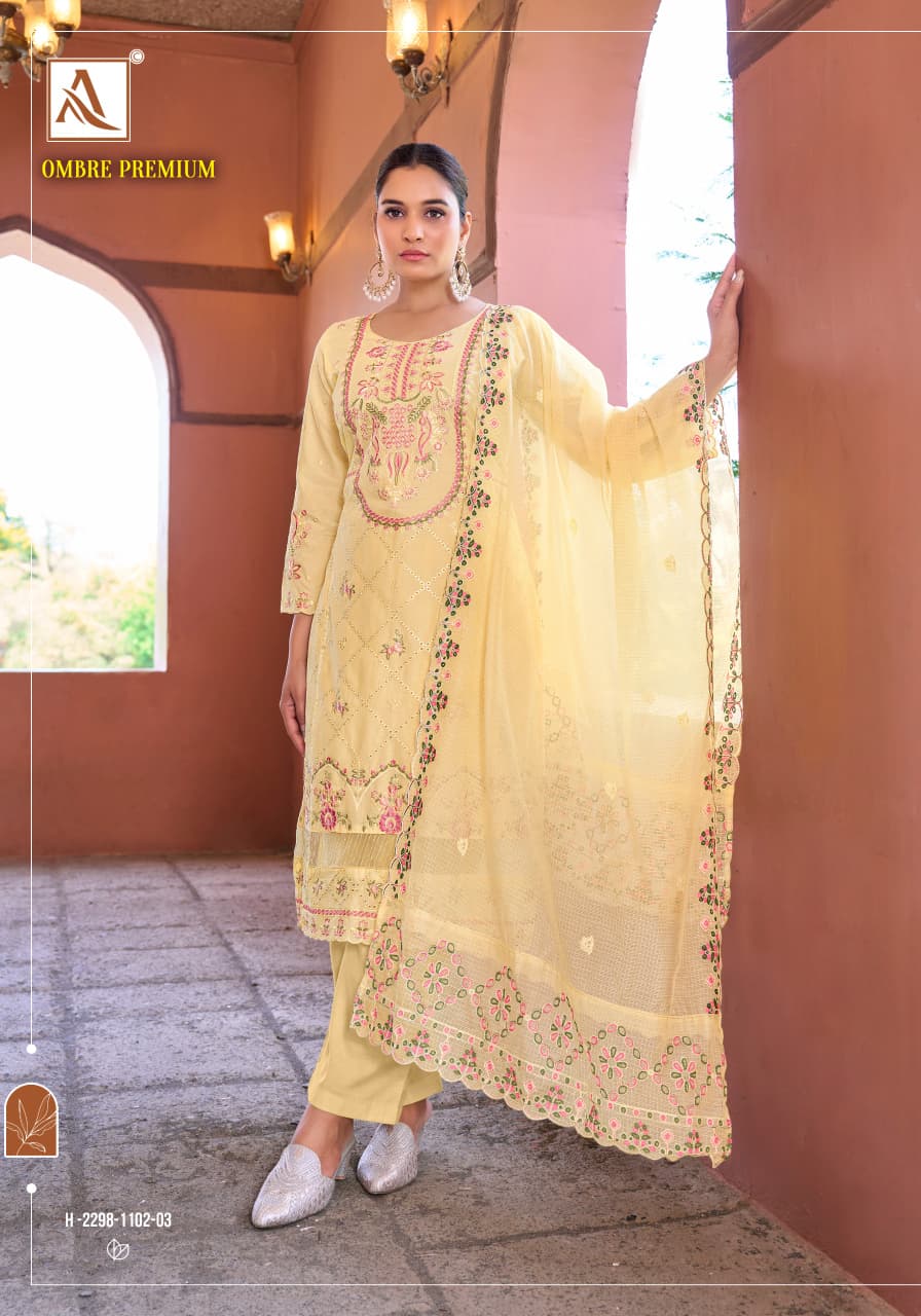 Ombre Premium Alok Cambric Cotton Karachi Salwar Suits Wholesaler India