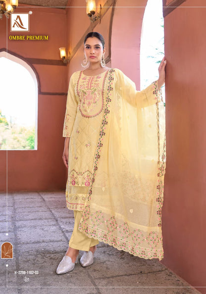 Ombre Premium Alok Cambric Cotton Karachi Salwar Suits Wholesaler India