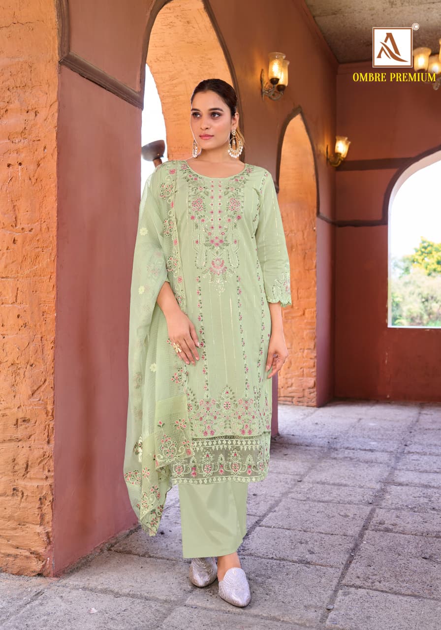 Ombre Premium Alok Cambric Cotton Karachi Salwar Suits Wholesaler India