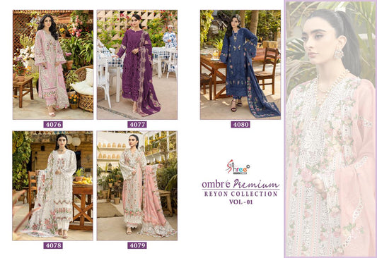 Ombre Premium Vol 1 Reyon Collection Shree Fabs Viscose Pakistani Salwar Suits Supplier Gujarat