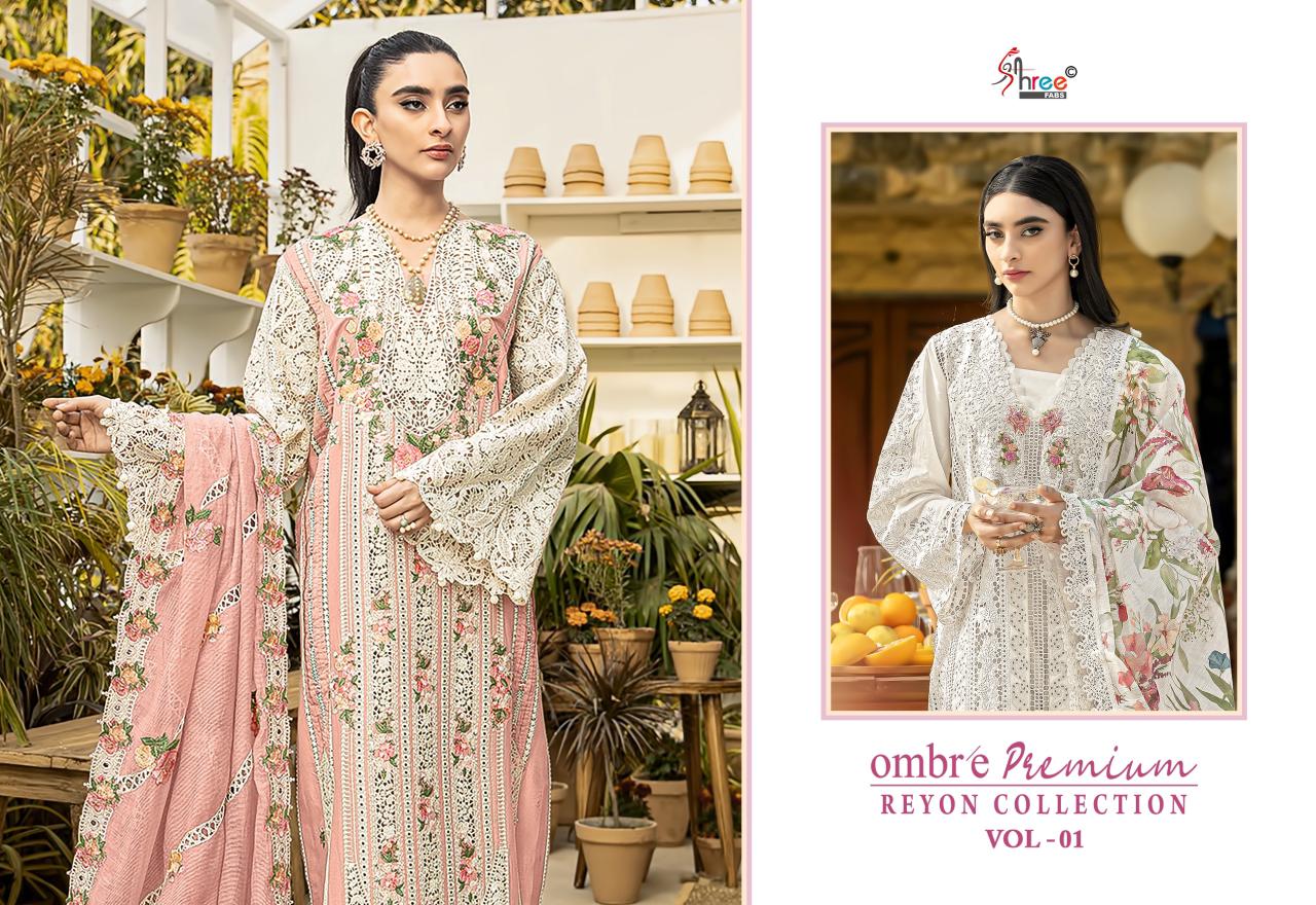 Ombre Premium Vol 1 Reyon Collection Shree Fabs Viscose Pakistani Salwar Suits Supplier Gujarat