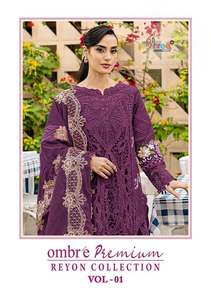 Ombre Premium Vol 1 Reyon Collection Shree Fabs Viscose Pakistani Salwar Suits Supplier Gujarat