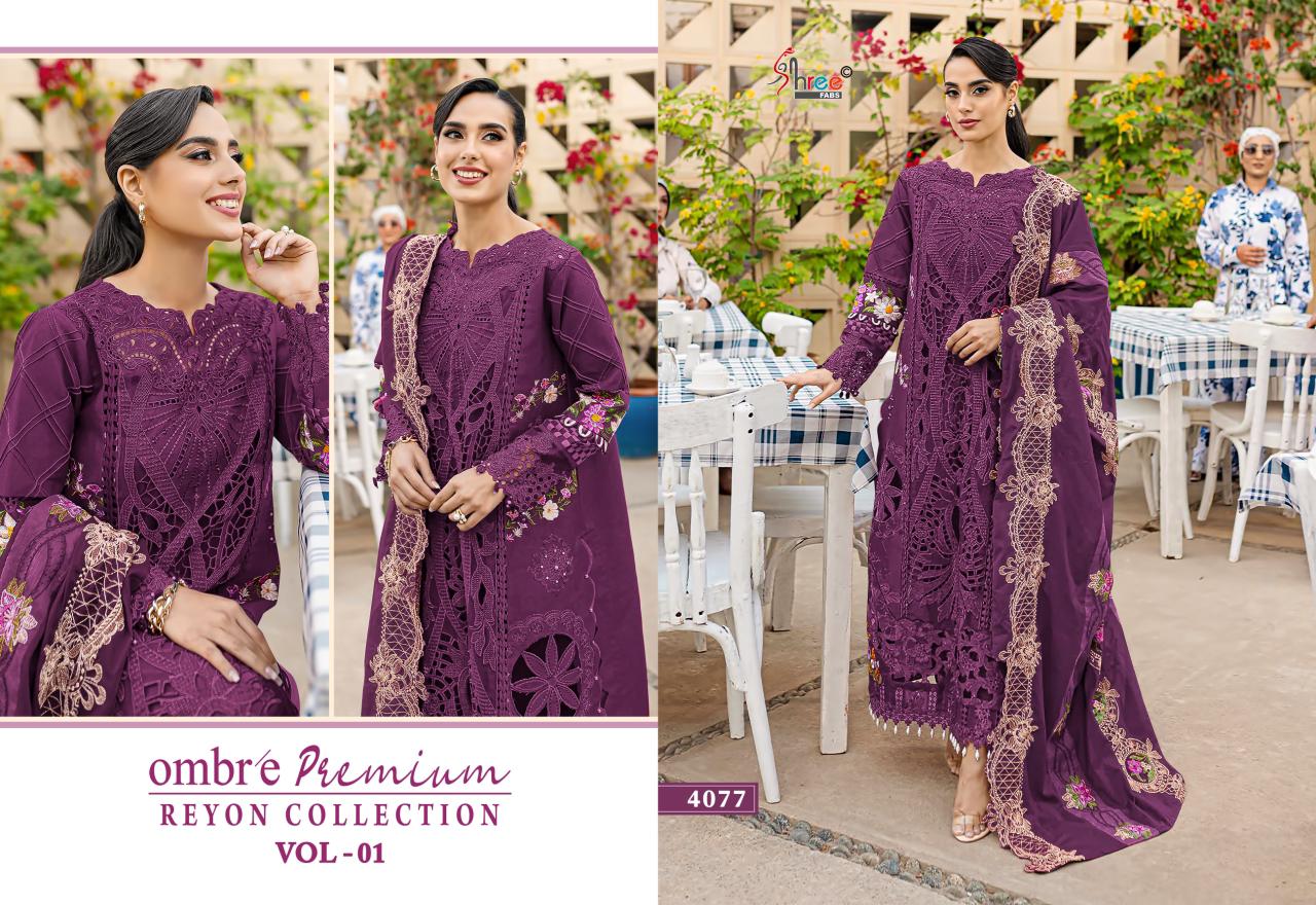 Ombre Premium Vol 1 Reyon Collection Shree Fabs Viscose Pakistani Salwar Suits Supplier Gujarat