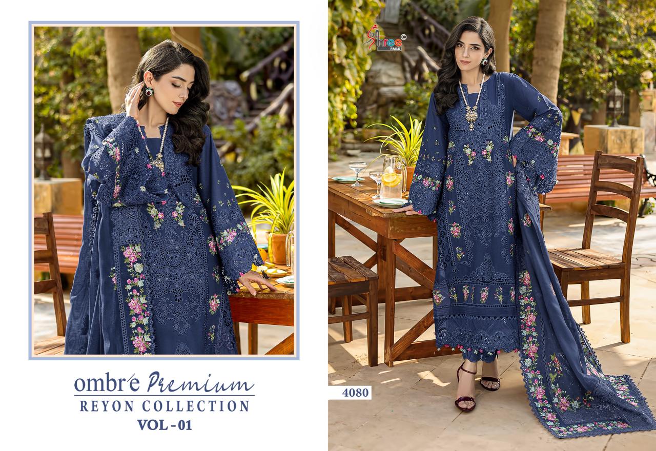 Ombre Premium Vol 1 Reyon Collection Shree Fabs Viscose Pakistani Salwar Suits Supplier Gujarat