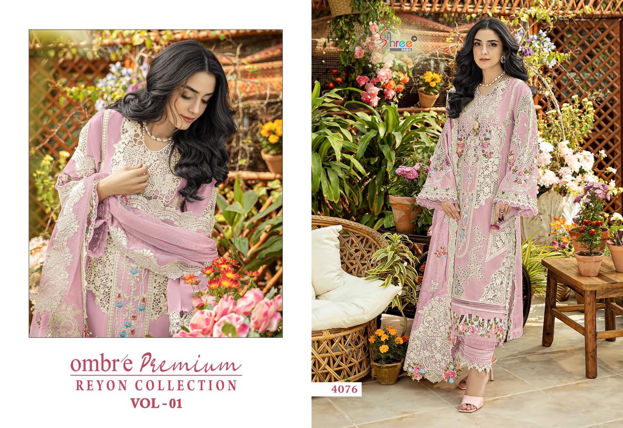 Ombre Premium Vol 1 Reyon Collection Shree Fabs Viscose Pakistani Salwar Suits Supplier Gujarat