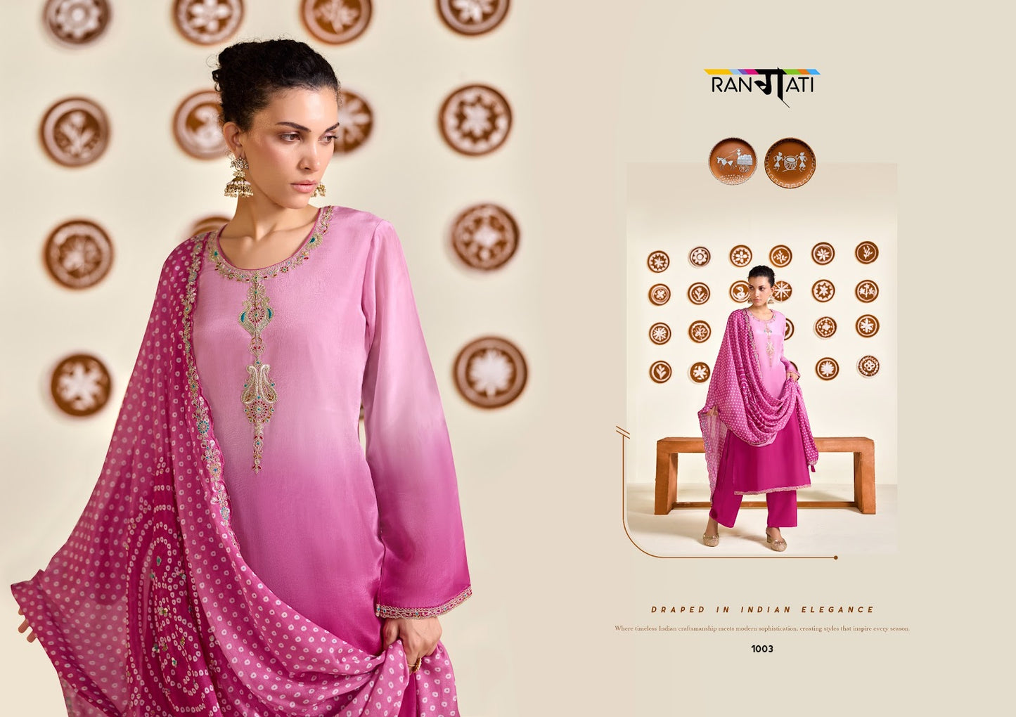 Ombre Shadow Rangati Prints Bemberg Pant Style Suits Exporter Gujarat