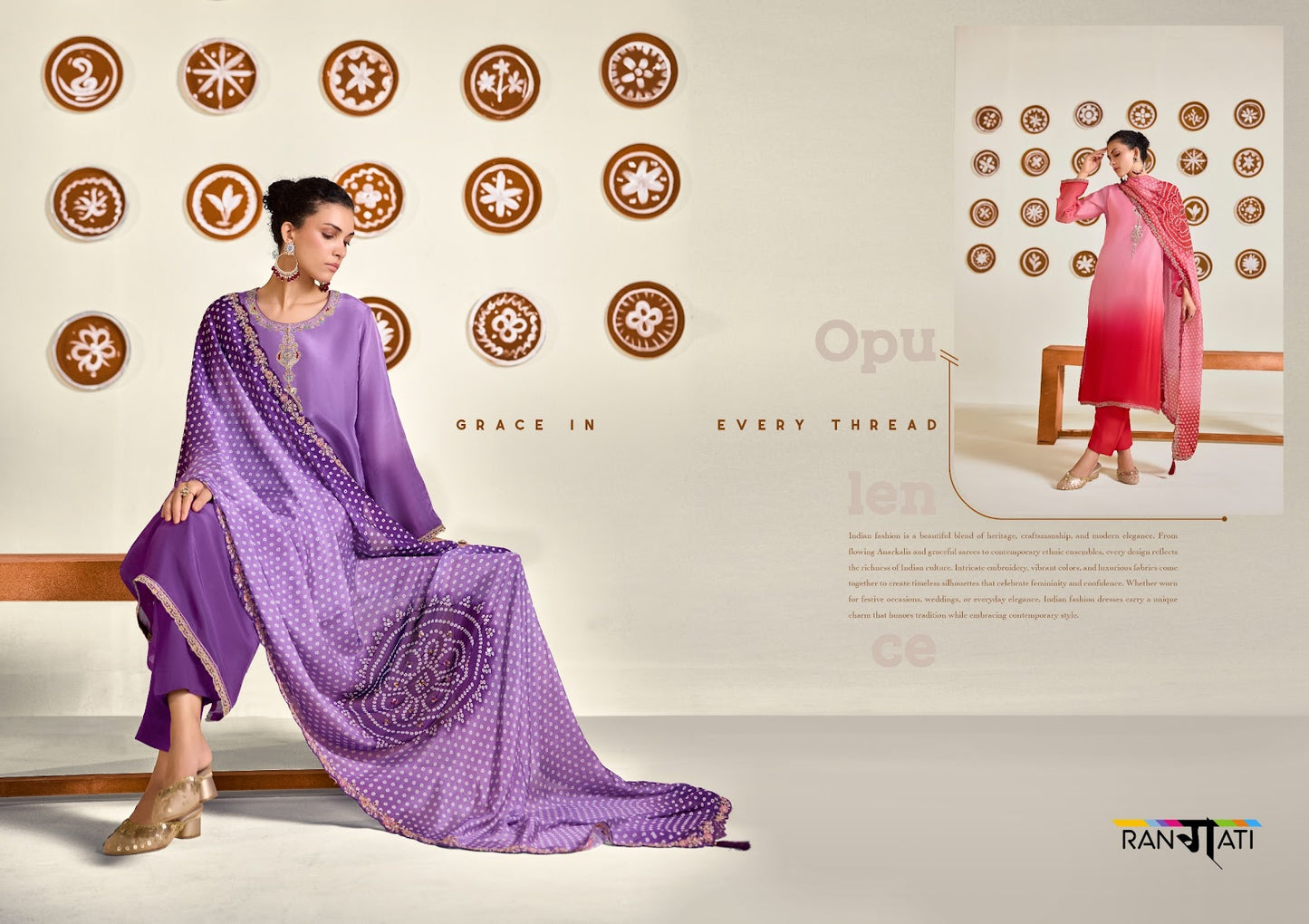 Ombre Shadow Rangati Prints Bemberg Pant Style Suits Exporter Gujarat