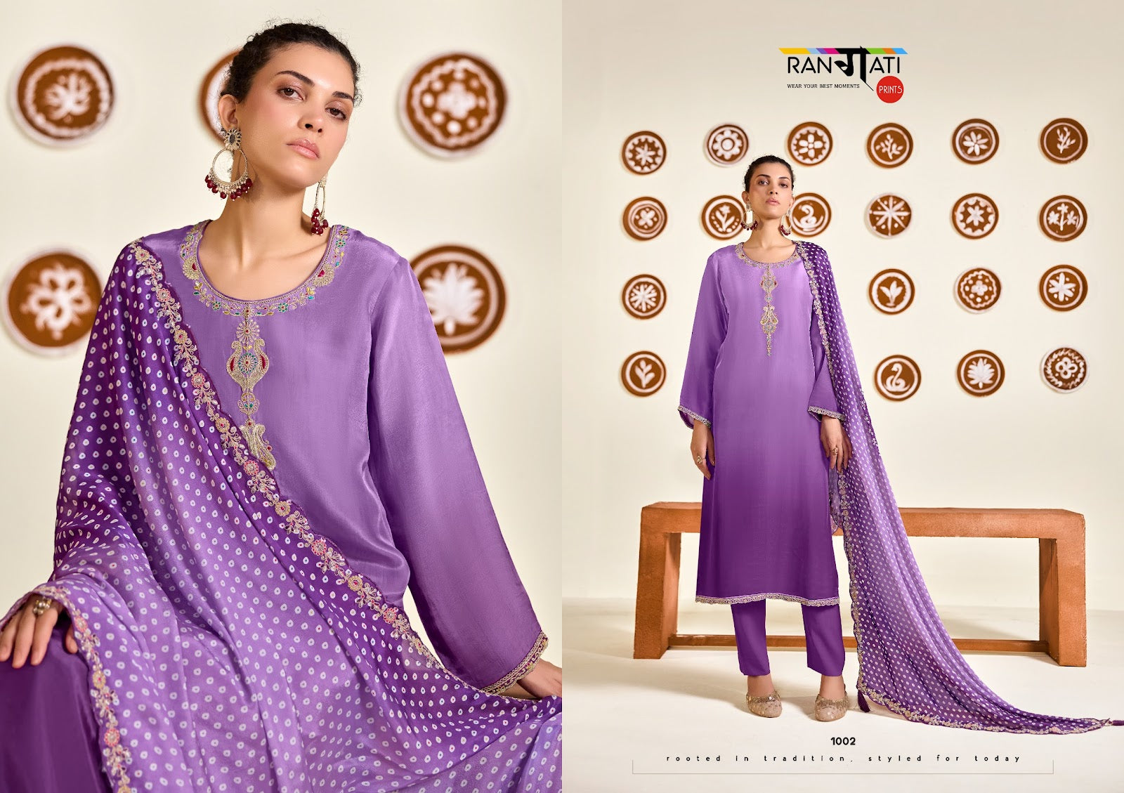Ombre Shadow Rangati Prints Bemberg Pant Style Suits Exporter Gujarat