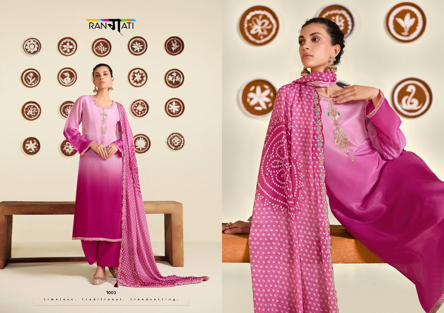 Ombre Shadow Rangati Prints Bemberg Pant Style Suits Exporter Gujarat