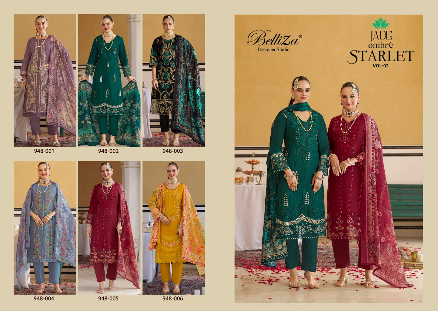 Ombre Starlet 2 Belliza Designer Studio Cotton Lawn Karachi Salwar Suits Wholesale Rate